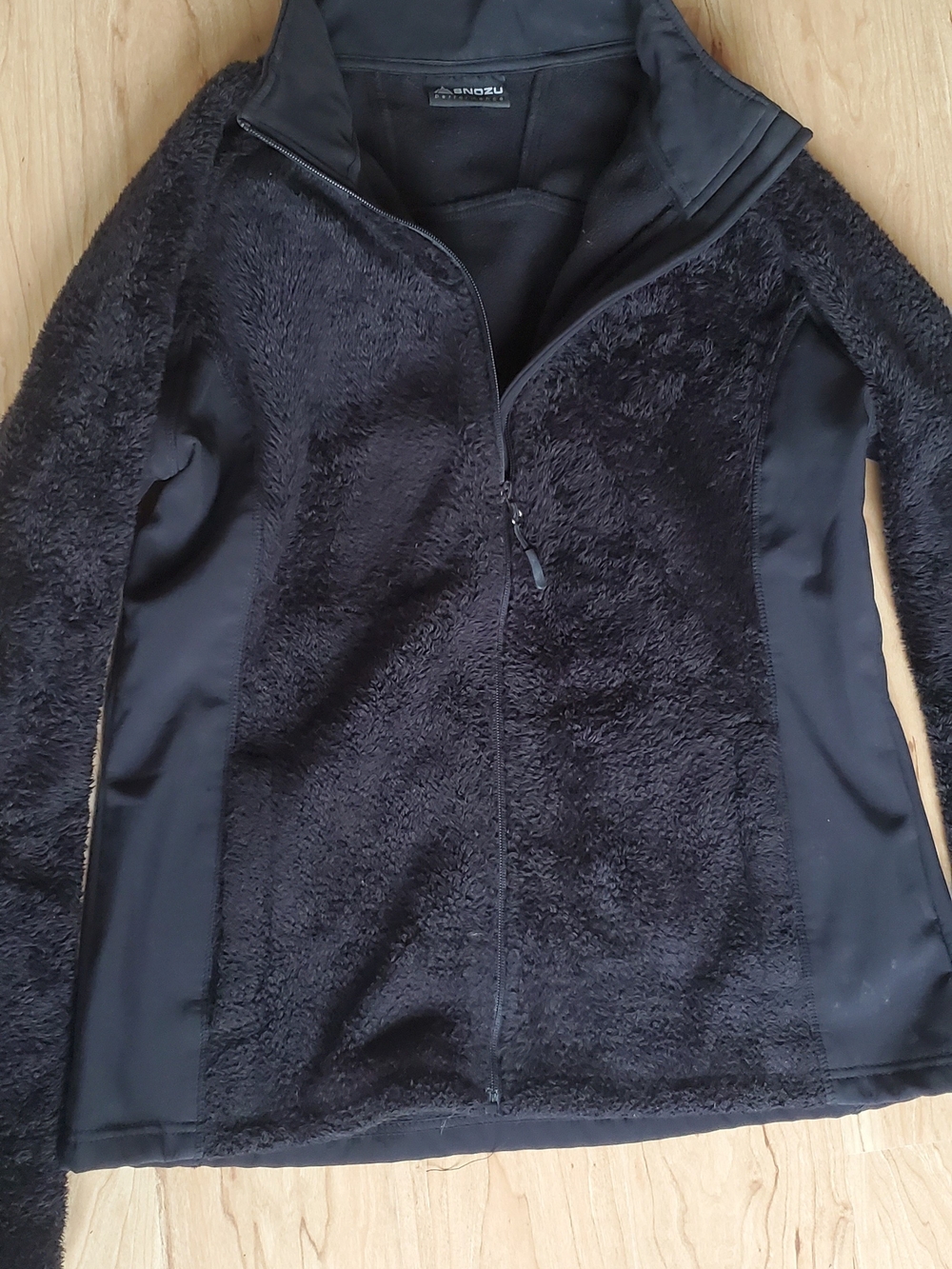 Snozu Black Teddy Fleece Jacket with Zip Front